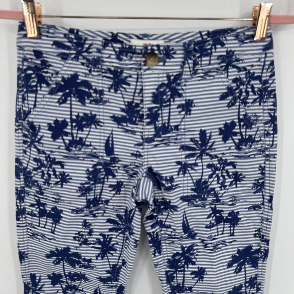 Vineyard Vines Pants Womens 00 Blue White Palm Tree Stripe‎ Sailboat Stretch